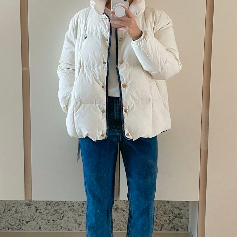 [Beanpole Kids] 빈폴 키즈 경량패딩 / 빈폴 체크 포인트 덕다운 숏 경량패딩 / 오리털 숏패딩