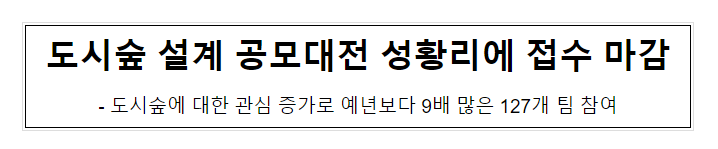 도시숲 설계 공모대전 성황리에 접수 마감 도시숲 설계 공모대전 성황리에 접수 마감