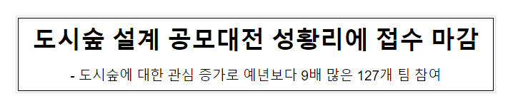 도시숲 설계 공모대전 성황리에 접수 마감