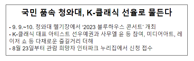 국민 품속 청와대, K-클래식 선율로 물든다 국민 품속 청와대, K-클래식 선율로 물든다