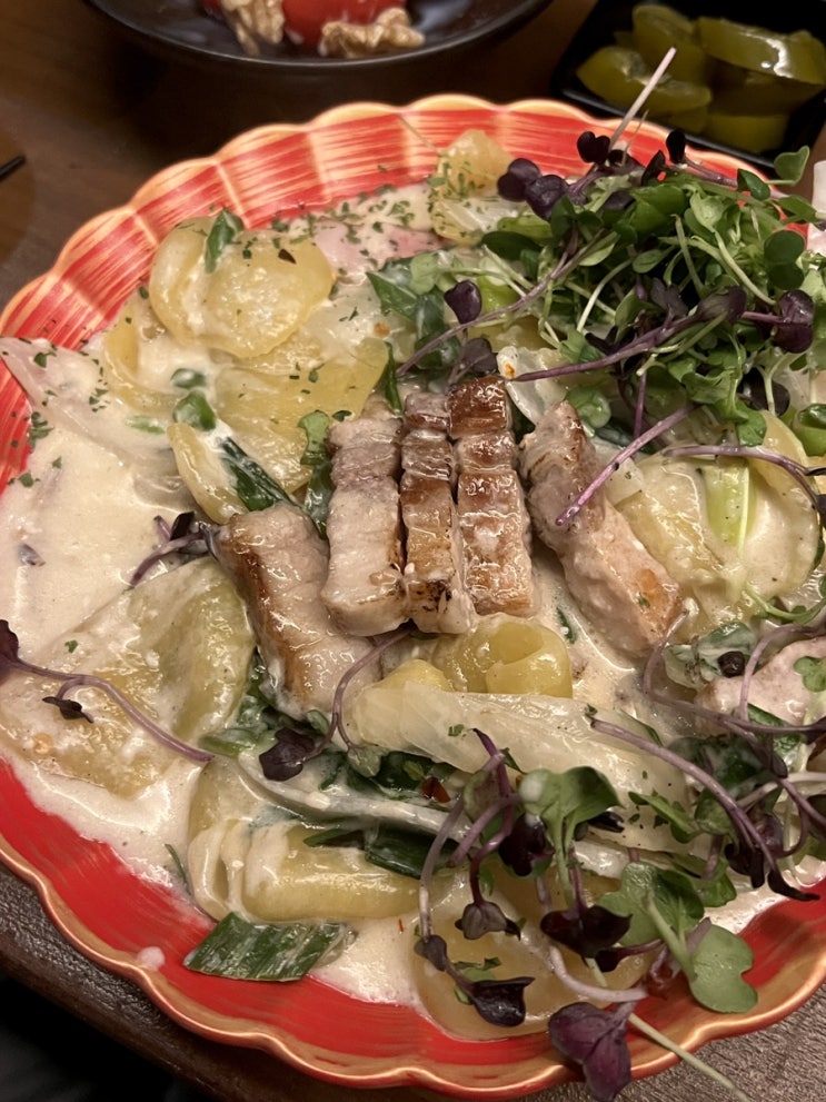  동명동 서비스 좋은 술집 도화 , 연유토마토 크림삼겹