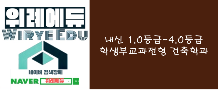  [수시] 내신 1.0등급~4.0등급 학생부교과전형 건축학과