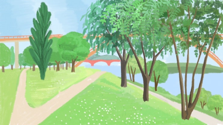 한강공원 그리기와 유튜브