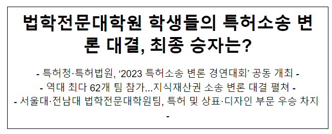 법학전문대학원생들의 특허소송 변론 대결, 최종 승자는? 법학전문대학원생들의 특허소송 변론 대결, 최종 승자는?