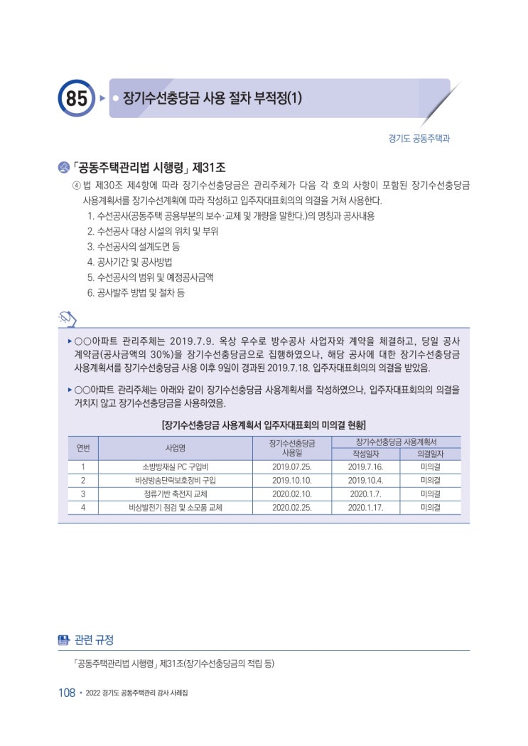   장기수선충당금 사용 절차 부적정(1)