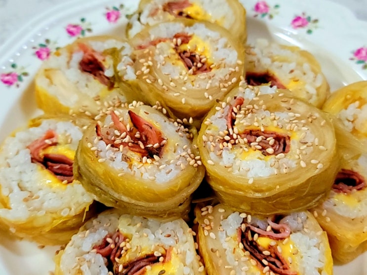  저녁메뉴추천 밤야식 수험생간식 베이컨 묵은지 김밥 만들기