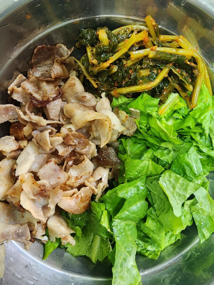  냉동 대패삼겹살 열무 비빔밥 언제 먹어도 꿀맛 레시피 / 팔도비빔장 참기름 한스푼!