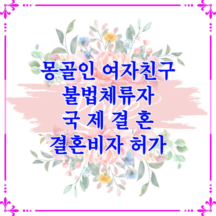 몽골인 여자친구 불법체류자 국제결혼 혼인신고 절차 F6 결혼비자