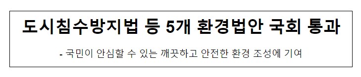 도시침수방지법 등 5개 환경법안 국회 통과 도시침수방지법 등 5개 환경법안 국회 통과