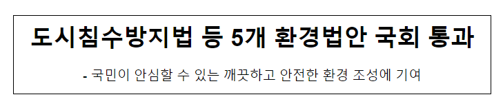 도시침수방지법 등 5개 환경법안 국회 통과