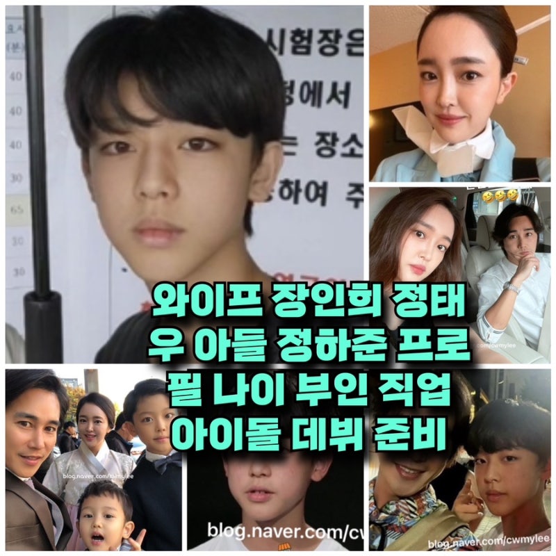 와이프 장인희 정태우 아들 정하준 프로필 나이 부인 직업 아이돌 데뷔 준비 사실 아내 배우 ....