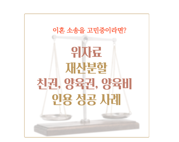  이혼 위자료, 재산분할, 친권,양육권,양육비 인정 성공사례