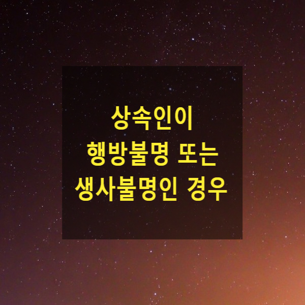  상속 - 상속인이 행방불명 또는 생사불명인 경우 상속재산분할 방법