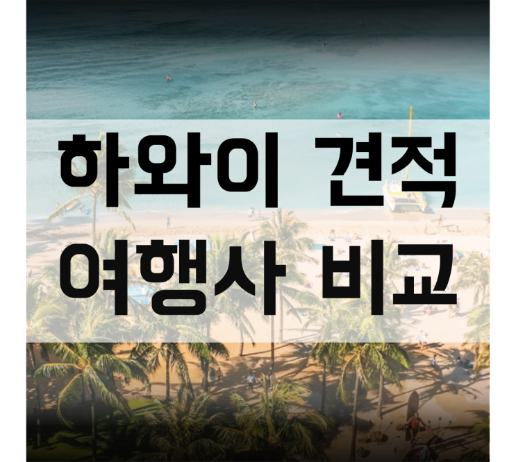  24년 견적공유 하와이 허니문 여행사 견적 비교