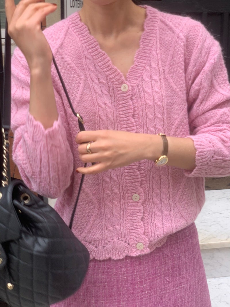 런던레이스 알파카가디건 케이블가디건 울가디건 니트가디건