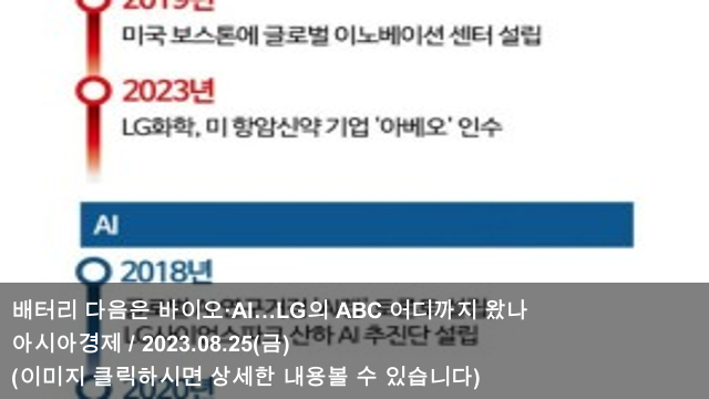 [오늘의 <b>배터리</b> 소식] 23.08.25 <b>배터리</b> 다음은 바이오·AI... 