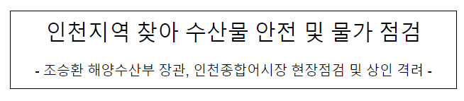 인천지역 찾아 수산물 안전 및 물가 점검