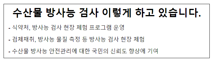 수산물 방사능 검사 이렇게 하고 있습니다. 수산물 방사능 검사 이렇게 하고 있습니다.