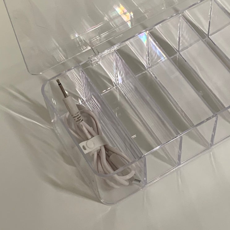 데스크 정리 추천템 | THE살림 투명한 칸막이  뚜껑형 USB 케이블 정리함 내돈내산 후기 