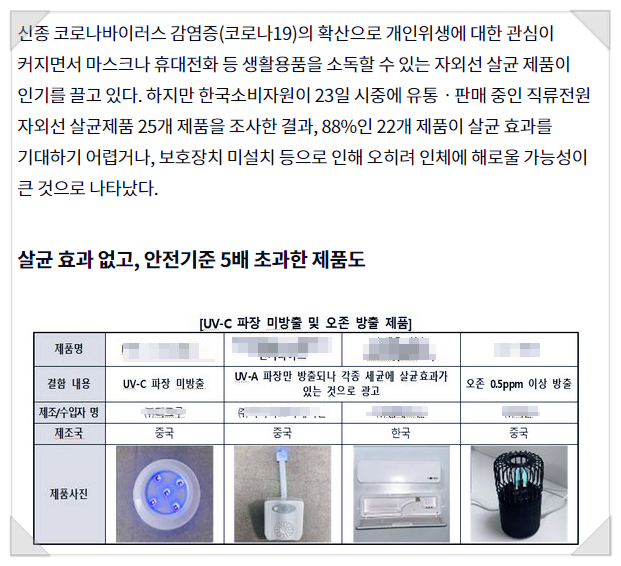  유비세이프에서 알리는 uv자외선살균기 안전하게 사용하기