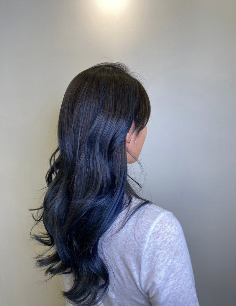 옴브레 염색 다크 블루염색으로 신비롭게 디자인 했어요 뿌리 염색안해도 되는 염색 : 네이버 블로그, image size:800x1036