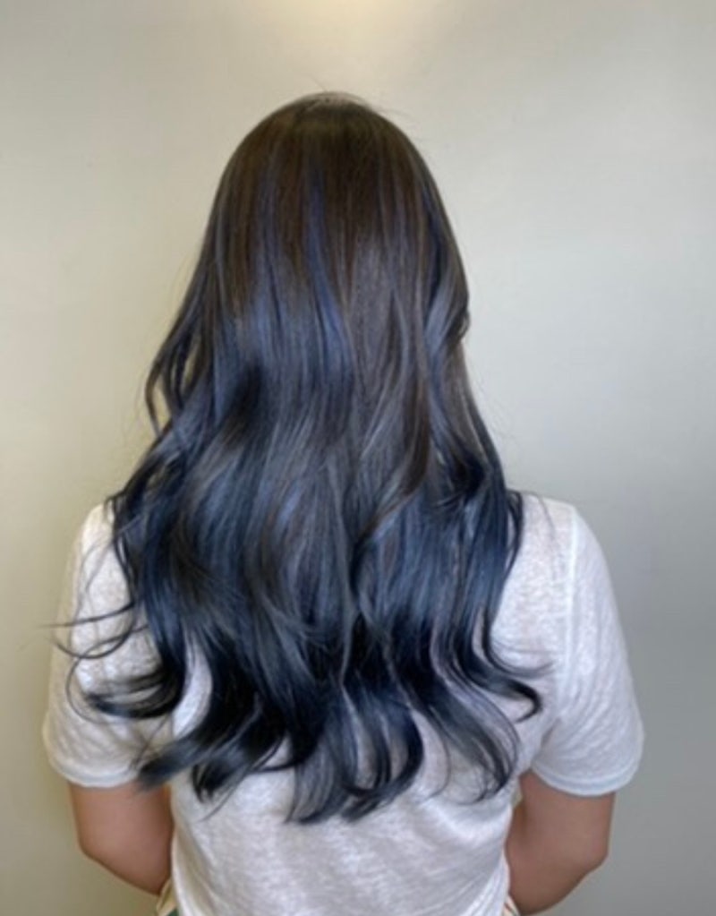 옴브레 염색 다크 블루염색으로 신비롭게 디자인 했어요 뿌리 염색안해도 되는 염색 : 네이버 블로그, image size:800x1023