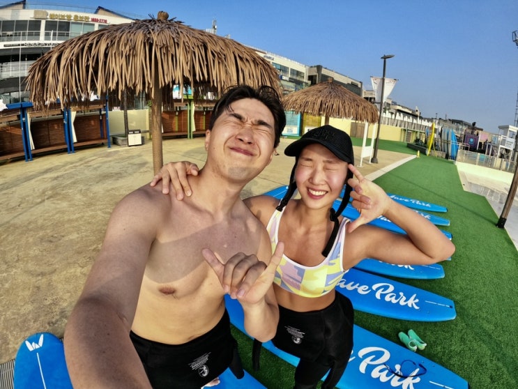  웨이브파크 서핑 베이중급레슨 가격 후기 바다와 인공파도 차이