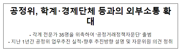 공정거래정책자문단 위촉 및 자문회의 개최