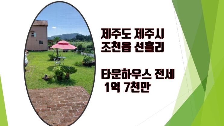  제주 선흘리 타운하우스 전세 소개