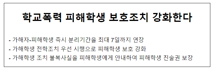 학교폭력 피해학생 보호조치 강화한다_교육부 학교폭력 피해학생 보호조치 강화한다_교육부