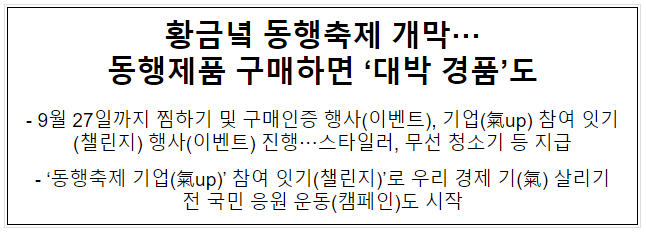 황금녘 동행축제 개막··· 동행제품 구매하면 ‘대박 경품’도