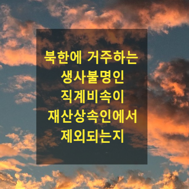  상속 - 북한에 거주하는 생사불명인 직계비속이 재산상속인에서 제외되는지