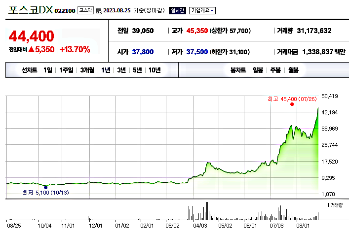  포스코DX 주가