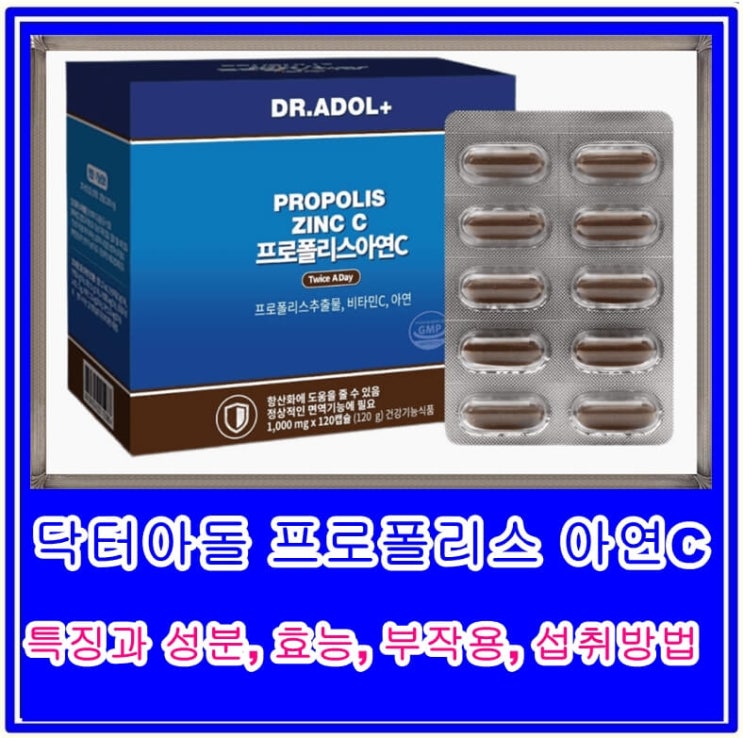 닥터아돌 프로폴리스 아연C의 특징과 성분, 효능, 부작용, 섭취방법, 내돈내산 후기