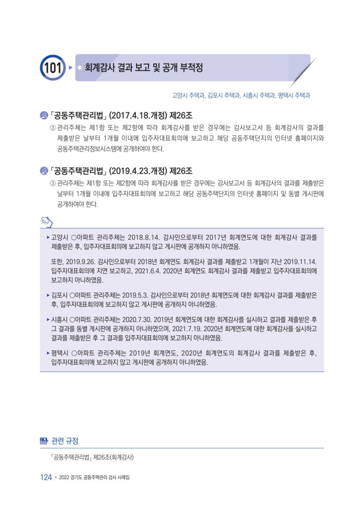   회계감사 결과 보고 및 공개 부적정