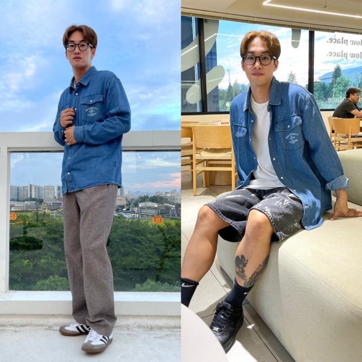  벤셔먼 남자 데님셔츠 청남방 코디 클래식 캐주얼 간절기 ootd