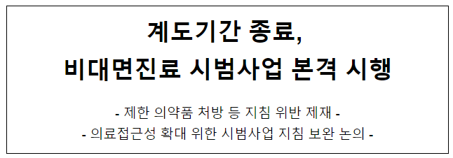 계도기간 종료, 비대면진료 시범사업 본격 시행