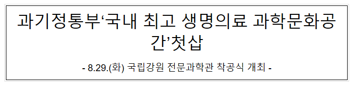 국립강원 전문과학관 착공식 개최_과학기술정보통신부