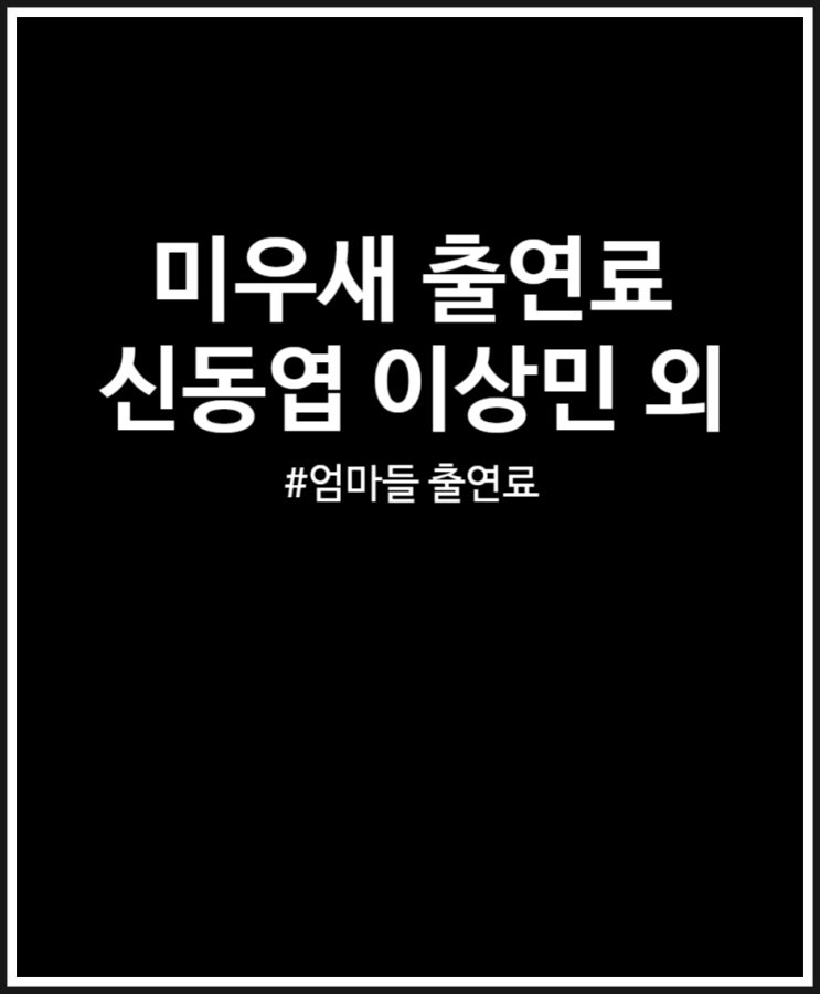  미우새 출연료 정리 (이상민 엄마들 신동엽 외)