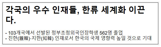 각국의 우수 인재들, 한류 세계화 이끈다.