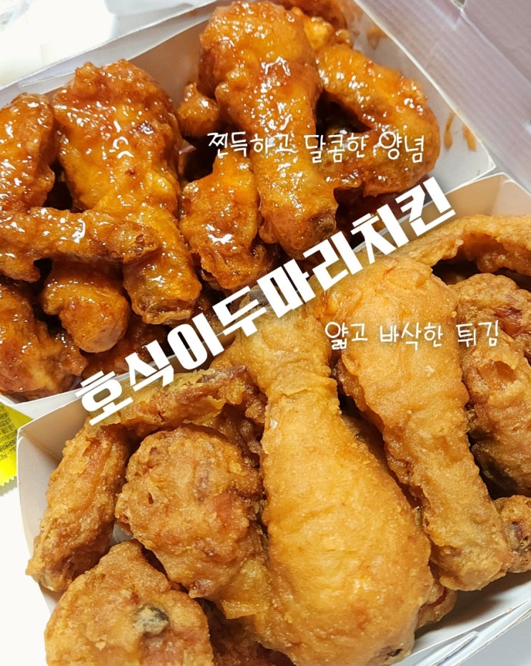  호식이두마리치킨 두마리 세트 솔직후기 후라이드 vs 양념