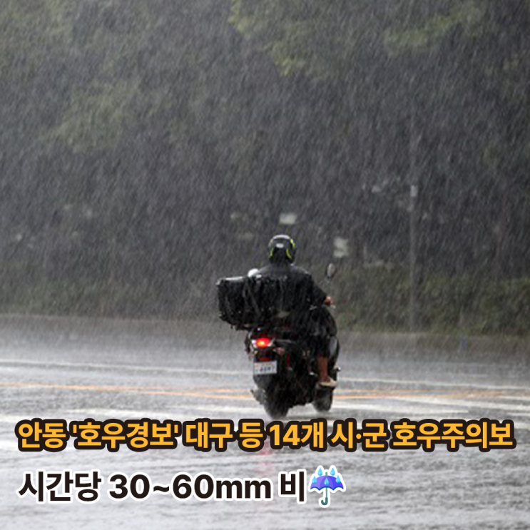 호우경보' <b>대구</b> 등 14개 시·군 호우주의보···<b>시간당</b> 30... 
