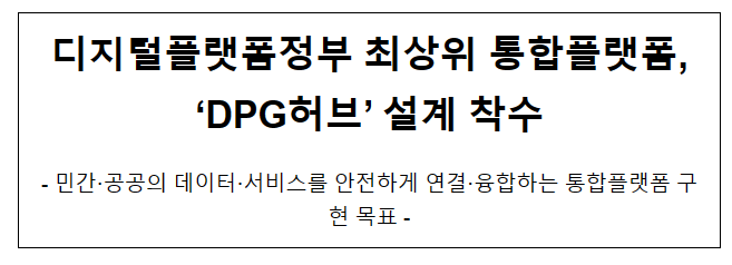 디지털플랫폼정부 최상위 통합플랫폼, ‘DPG허브’ 설계 착수