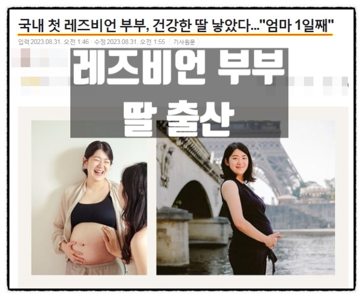 국내 첫 레즈비언부부 김규진 김세연 딸 출산