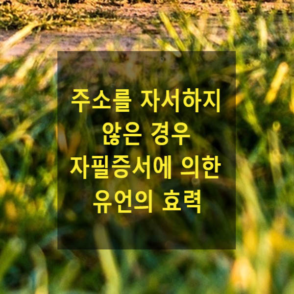  상속 - 자필증서에 의한 유언의 효력 (주소를 자서하지 않은 경우)