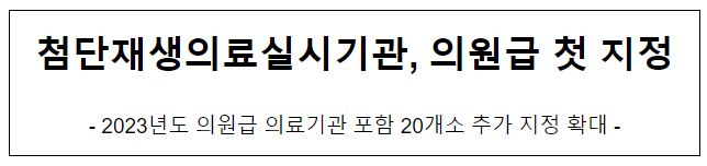 첨단재생의료실시기관, 의원급 첫 지정