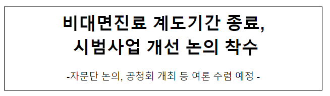 비대면진료 계도기간 종료, 시범사업 개선 논의 착수 비대면진료 계도기간 종료, 시범사업 개선 논의 착수