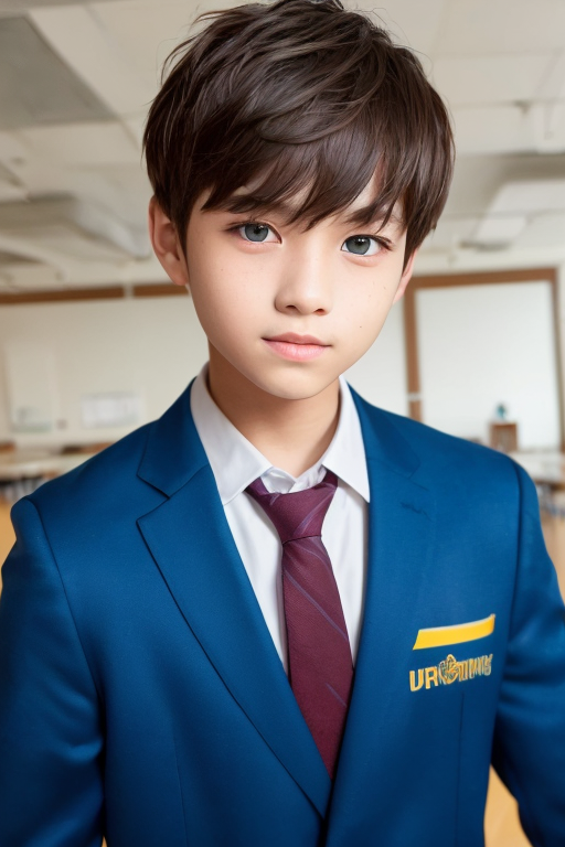 [Ai Greem] 그림_남자 445: Free image of a handsome brown-haired, blue-eyed male student, boy, teen