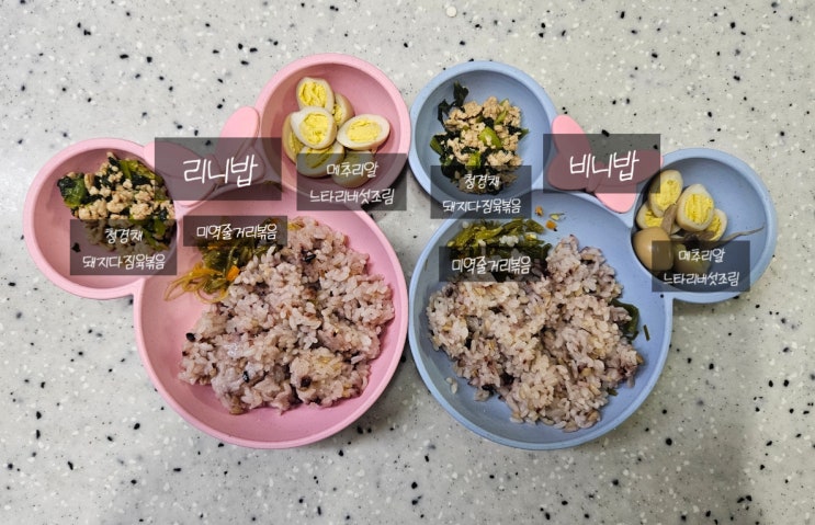  (6세, 2세 유아식) 메추리알 느타리버섯 조림, 청경채돼지다짐육볶음