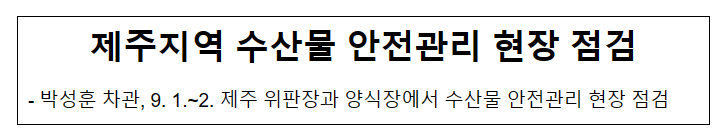 제주지역 수산물 안전관리 현장 점검